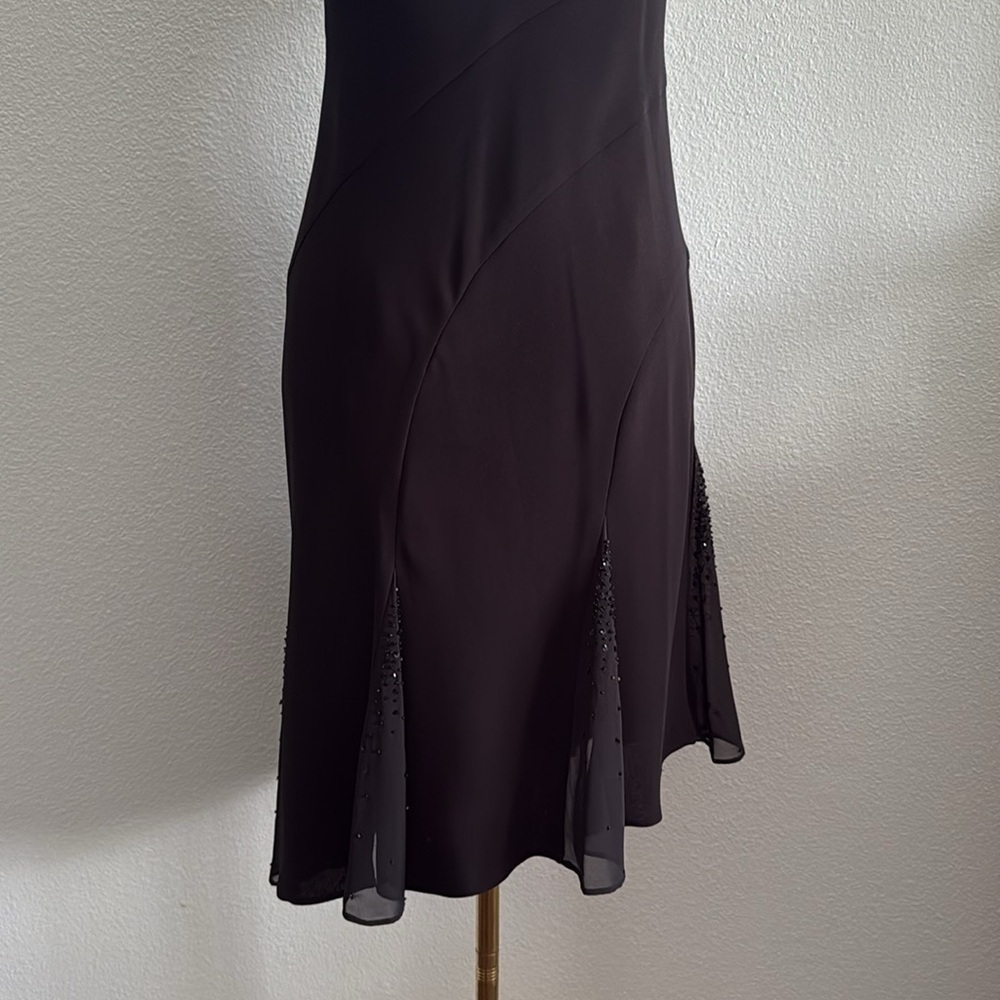 Evan-Picone Petite Black Beaded Asymmetrical Midi Dress Size 6P - Picture 5 of 8